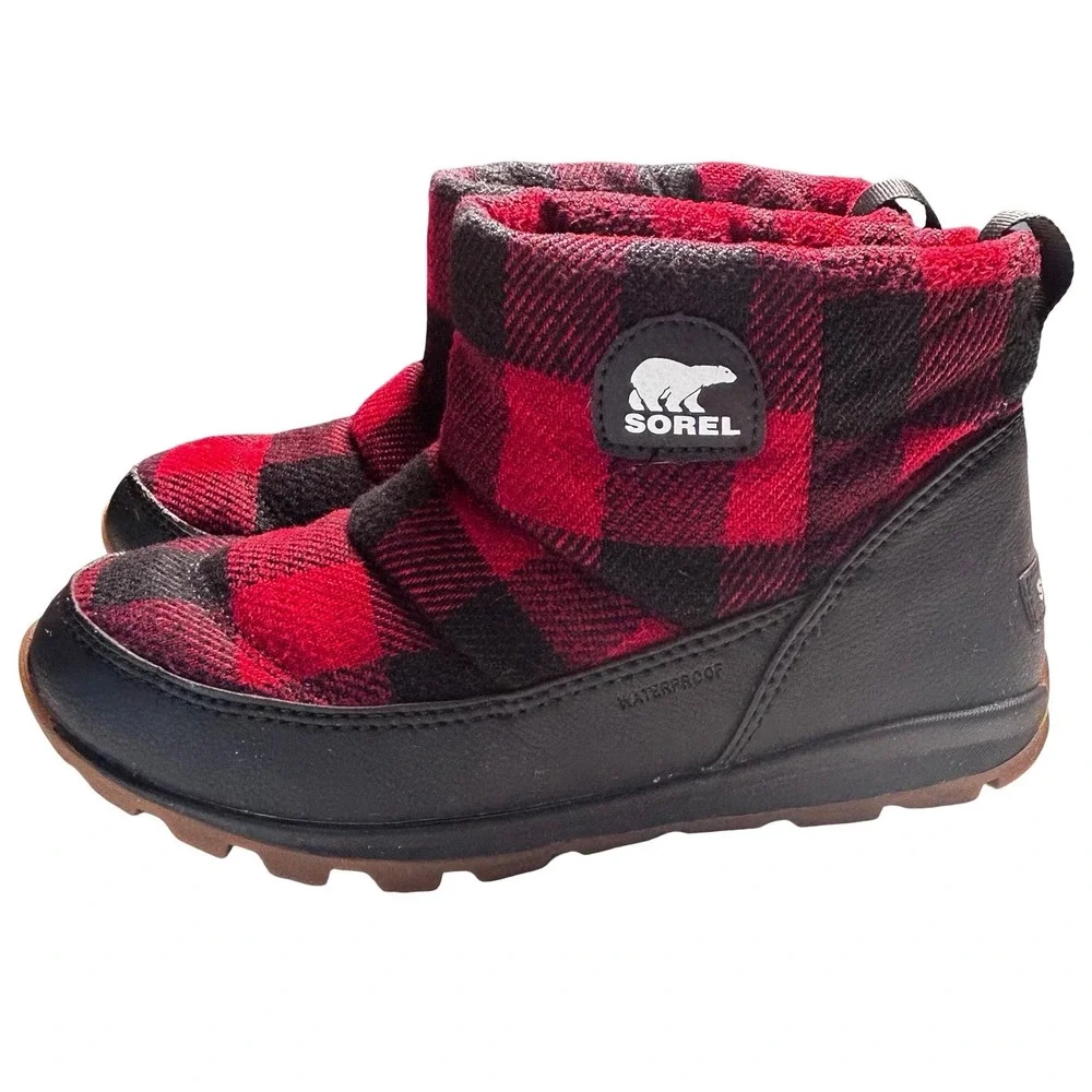 Sorel Out N About Puffy Buffalo Plaid Waterproof Ankle Boots Size 7.5 Gorpcore